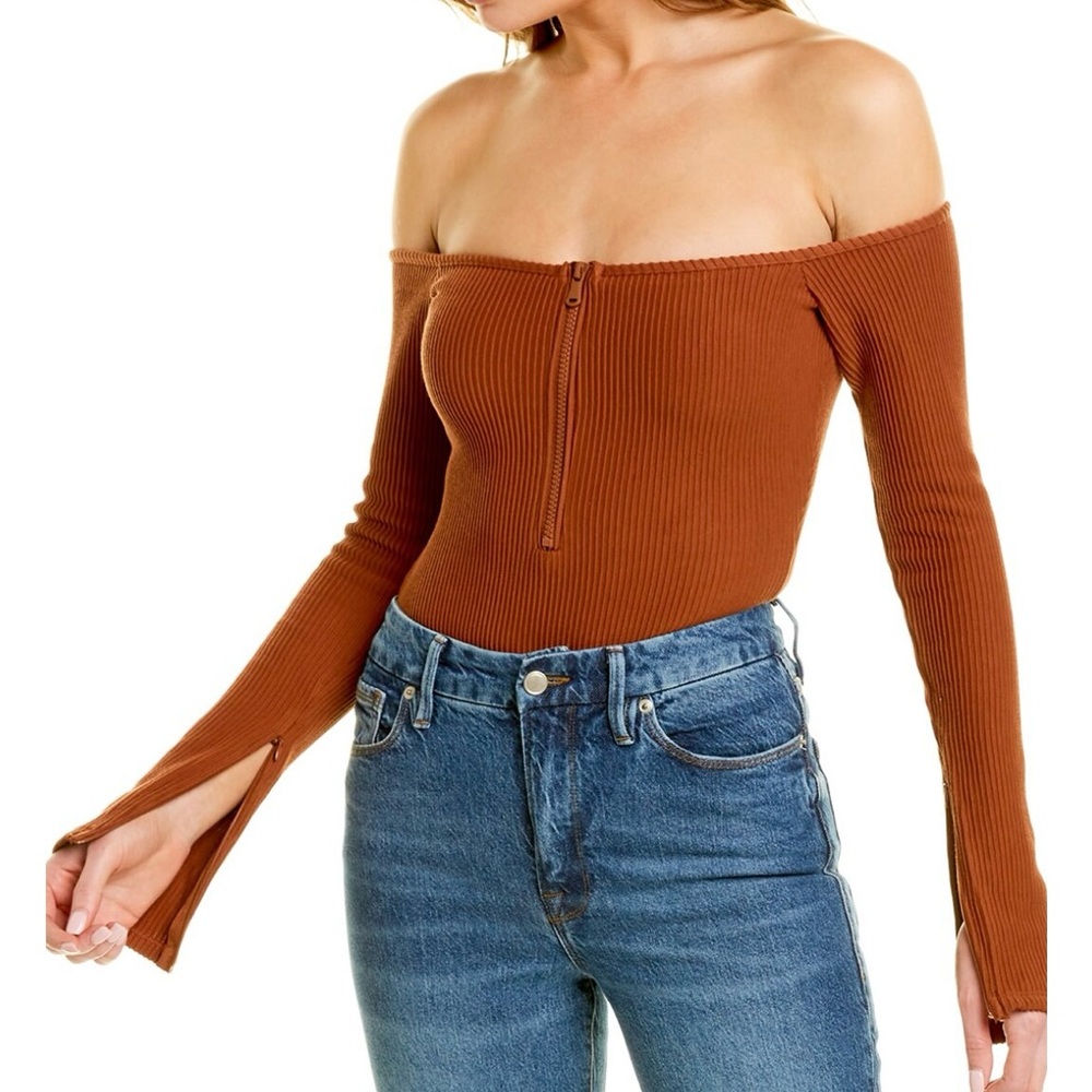 Good American - (New w/o tags) 1/2 zip bodysuit - copper